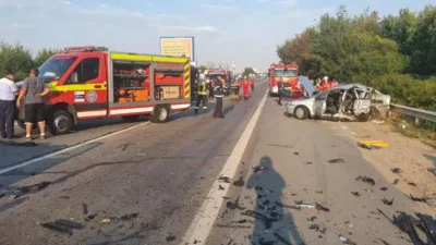 Accident grav pe autostrada București-Pitești! Trei mașini implicate, pompierii intervin la fața locului!