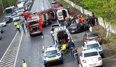 Accident grav pe DN! 11 persoane implicate, copil de 10 ani dus de urgență la spital!
