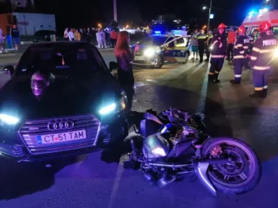 Accident grav pe DN1 Otopeni! Motociclist în stare inconștientă, traficul blocat spre București!