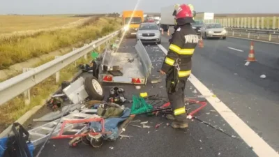 Accident grav pe A1! Autoturism vs TIR, trafic blocat la kilometrul 471!