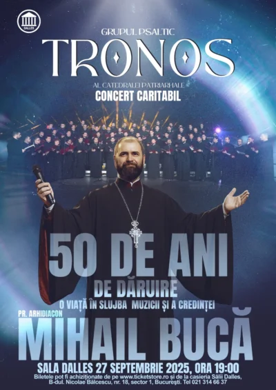Parintele Mihail Bucă sărbătorește 50 de ani dedicați bisericii și muzicii bizantine! Concert extraordinar la Sala Dalles!