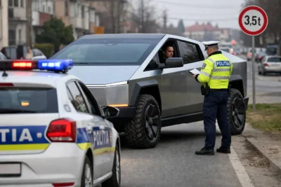 Un șofer de Tesla Cybertruck a rămas fără permis și s-a ales cu dosar penal la Timiș