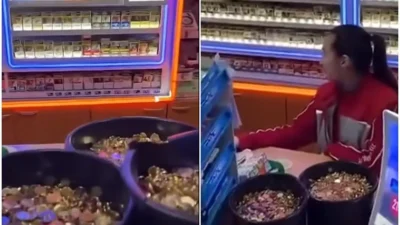 Ce a făcut o casieriță din Bacău după ce un șofer a încercat să plătească „plinul” cu 3 găleți de monede