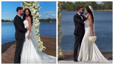 Andreea, soția lui Dorian Popa, a schimbat mai multe rochii de mireasa. Imagini spectaculoase de la eveniment