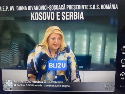 Diana Iovanovici-Șoșoacă, în Parlamentul European: „Niciodată în viața dumneavoastră să nu vă mai permiteți să vorbiți de Kosovo! Kosovo e Serbia!”