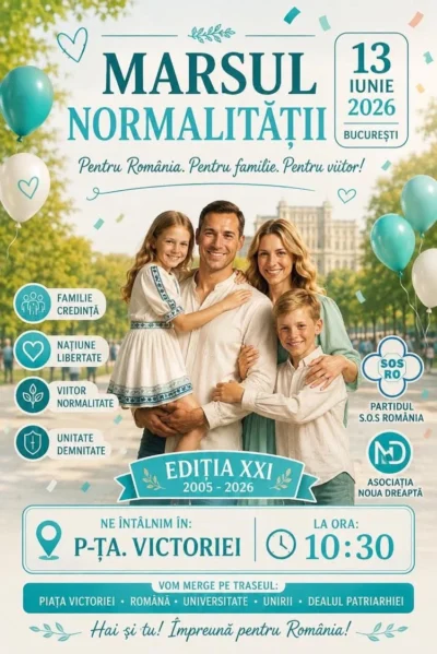 „Marșul Normalității”, pe 13 iunie, în București! Diana Șoșoacă: „Am ajuns să trăim vremuri în care trebuie să ieșim în stradă pentru a apăra principiile vieții, ceea ce odinioară era firesc”